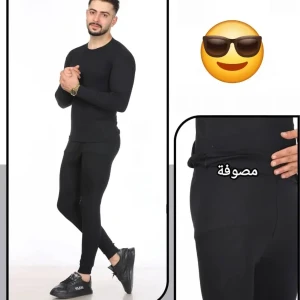 طقم داخلي رجالي مصوف شتوي ياقة دائرية💪