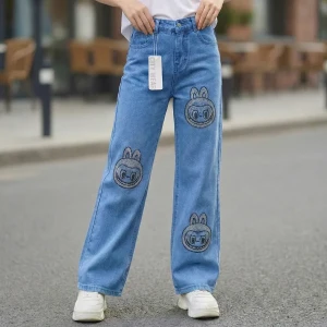 بنطلون بناتي جينز الأرنب البرّاق ✨🐰👖