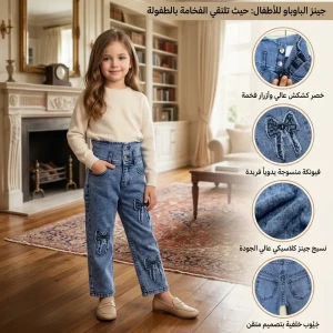 بنطلون جينز الترند دهب عل اخر ريبانة 🎀