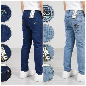 👖🔥 بنطلون ولادي جينز عال فل ليكرا محزز🔥👖