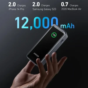 Anker Prime 12,000mAh Power Bank (130W, 2-Port, Smart Display)