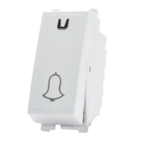 زر جرس مفرد أبيض 16A