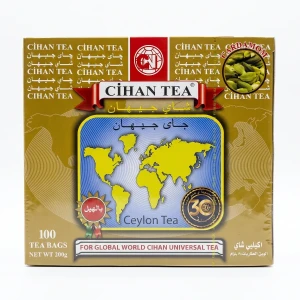 علبة شاي جيهان (Cihan Tea) أسود سيلاني بالهيل، تحتوي على 100