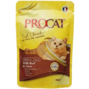 Pro Cat Soft Chunks With Beef&amp;Liver In Gravy With Vegetables