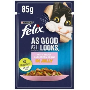 Purina Felix Wet Cat Food With Trout &amp; Green Beans In Jelly
