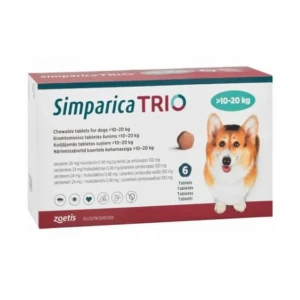 Simparica Trio Flea&amp;Tick Chewable Supplements For Dogs (10-20Kg)