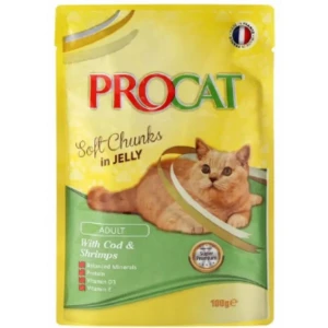 Pro Cat Soft Chunks Cat Food With Cod&amp;Shrimp In Jelly