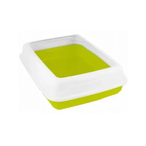 Green &amp; White Cat Litter Tray With Rim (22*15*11cm)