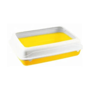 Small Yellow &amp; White Cat Litter Tray With Rim (30*40*7cm)