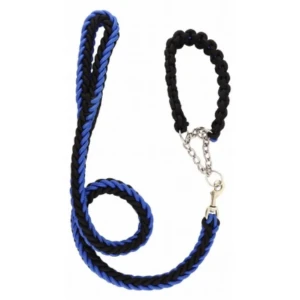 Pet Choice Large Black &amp; Blue Rope Dog Leash with Collar
