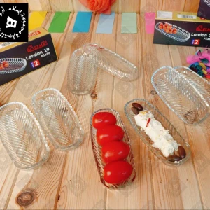 طبق زجاج بيضاوي 2 قطعه