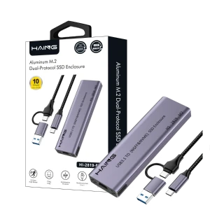 HAING Aluminum NVME M.2 Dual-Protocol USB 3.1 &amp; Type-C SSD Enclos