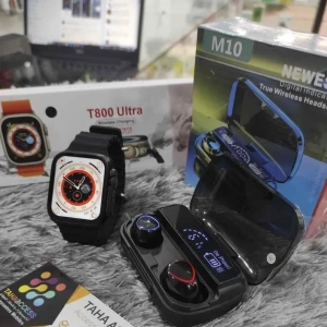 Pack smart watch t800 ultra + AirPods Bluetooth M10 avec power ba