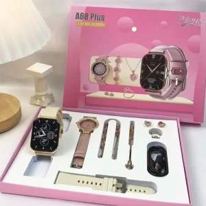 طقم A68 Plus ساعة ذكية واكسسوار 