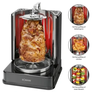 Multi-grill Electrique vertical 3en1 Rôtisserie &amp; Chawarma Bomann