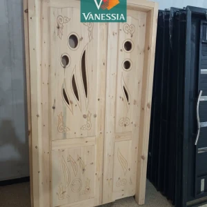 Porte Salon En Bois Rouge Avec Cadre