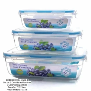 علب بلاستك شفاف لحفظ الطعام  بأحجام مختلفة شكل مربع