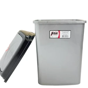 سلة مهملات بلاستك رمادي غامق حجم كبير