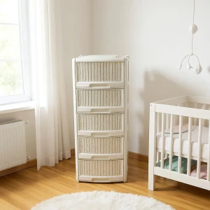 خزائن بلاستيك مقوة 5 أدراج لون كريمي