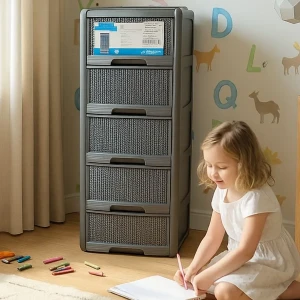 خزائن بلاستيك مقوة 5 أدراج لون سلفر