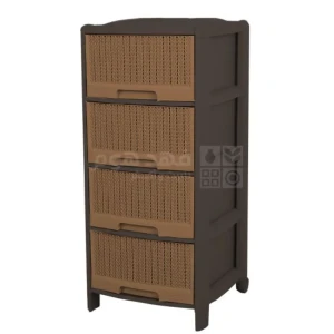 خزائن بلاستيك مقوة 4 أدراج لون خشبي