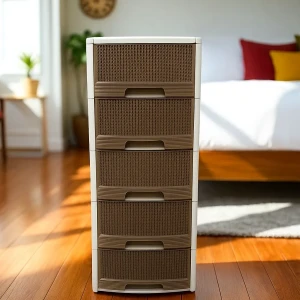 خزائن بلاستيك مقوة 5 أدراج لون كريمي كابوتشينو