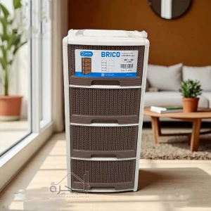 خزائن بلاستيك مقوة 4 أدراج لون كريمي كابوتشينو