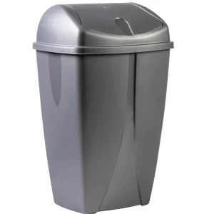 سلة مهملات بلاستك رمادي غامق حجم كبير