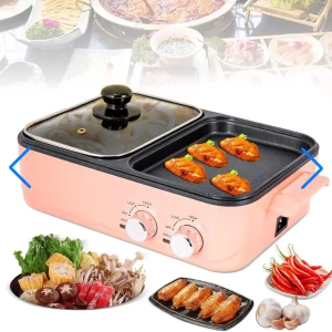 Marmite électrique avec plaque de cuisson antiadhésive double con