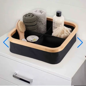 Panier de rangement pour salle de bain en feutre tissé 4 comparti