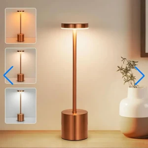 Lampe de table LED tactile rechargeable 3 couleurs design classiq
