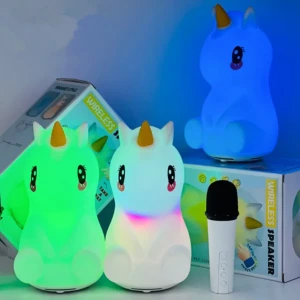 Haut-parleur sans fil de dessin animé licorne avec microphone kar