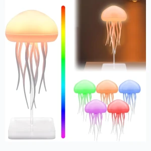 Lampe de chevet méduse à dégradé RGB avec tentacules animés - مصب