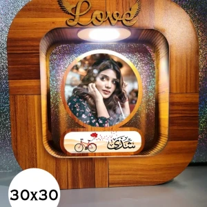 اباجورة خشب صورة و اسم مقاس ٣٠ سم