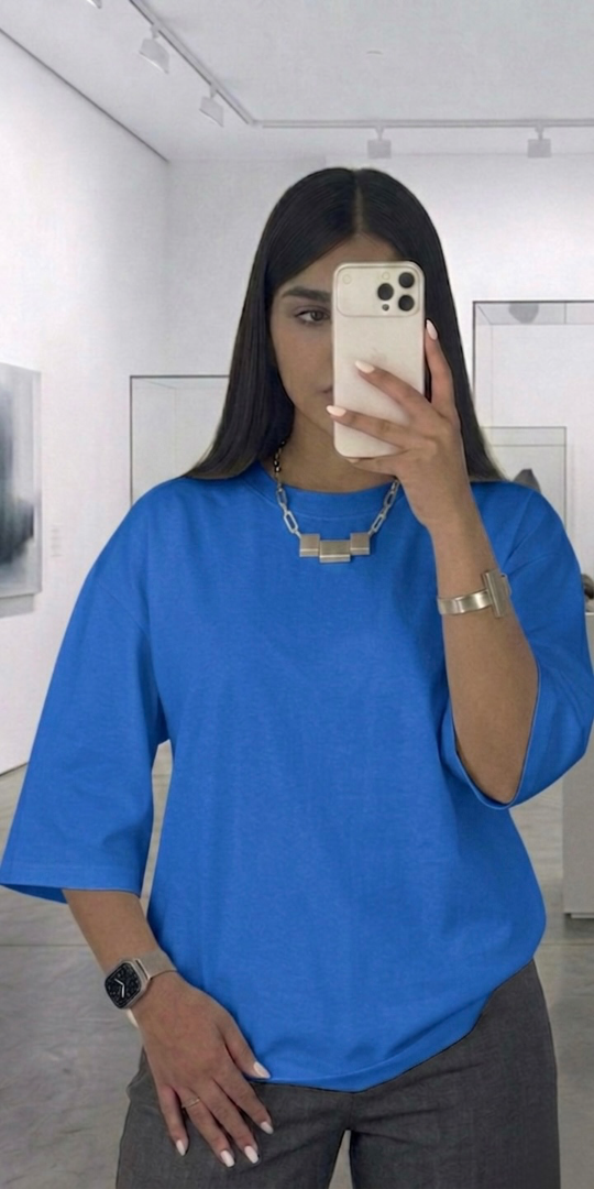 سادة Oversized T-shirt (قياس 1)(أزرق ملكي (Royal Blue))