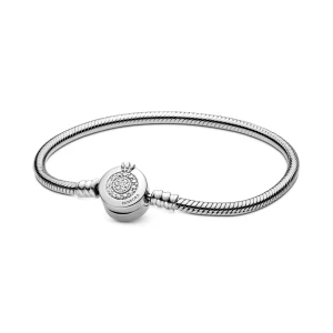  PANDORA MOMENTS SPARKLING CROWN O SNAKE CHAIN BRACELET          