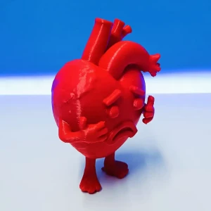 A sad heart with two hands and two feet 