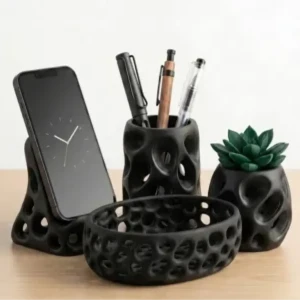 Piece Modern Design Voronoi Style Desk Set