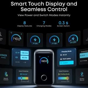 Anker Prime Charger (160W, 3 Ports, Smart Display)