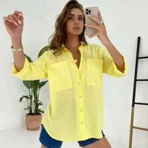 شيميز حريمي اوفر سايز - أصفر