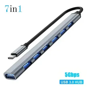  USB en aluminium avec 7 Adaptateur USB-C 3.0