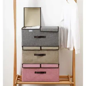 Coffres de rangement pliables en tissu Double