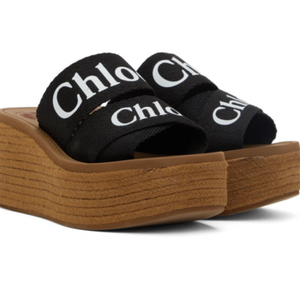  Chloè Black - Woody Wedge Heeled Sandals