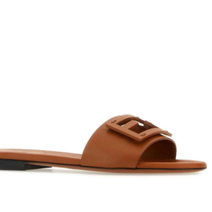 Fendi FF Logo Plaque Sandals “ Brown”