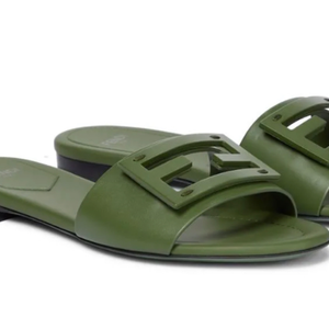 Fendi FF Logo Plaque Sandals “ Green”