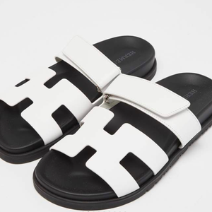 Hermès White/Black Leather Chypre 