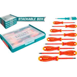 10 Pcs طقم مفكات معزول علبة تكديس