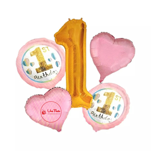 Baby girl first birthday balloon collection 
