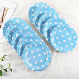 Blue White Dots Paper plates 