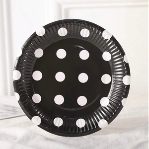 Black White Dots Paper plates 